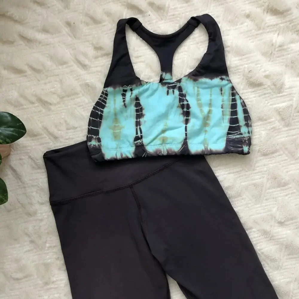 Electric & Rose Matching Tie Dye Workout Set (M Bottoms, L Top)